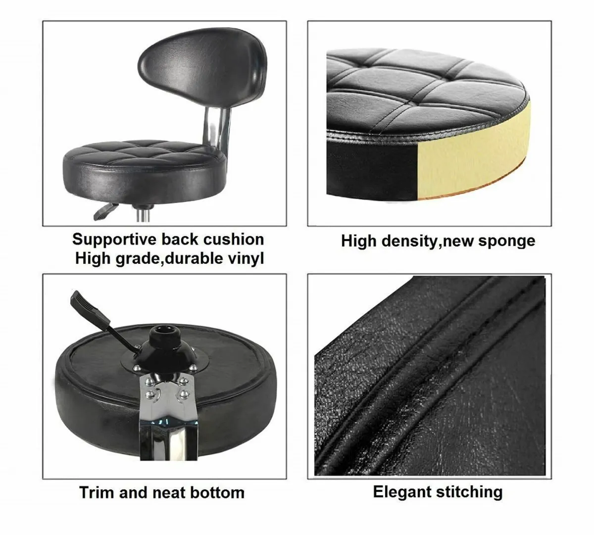 Rolling Stool Chair with Smooth-rolling Dual-wheel - Image 4