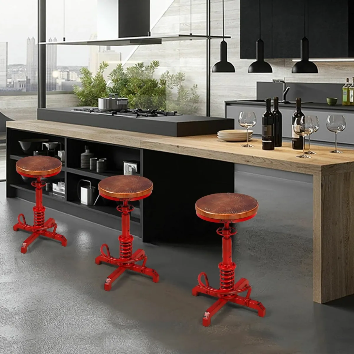 Industrial Bar Stool 24-28 Inch Height Adjustable - Image 2