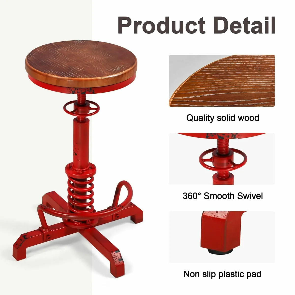 Industrial Bar Stool 24-28 Inch Height Adjustable - Image 4