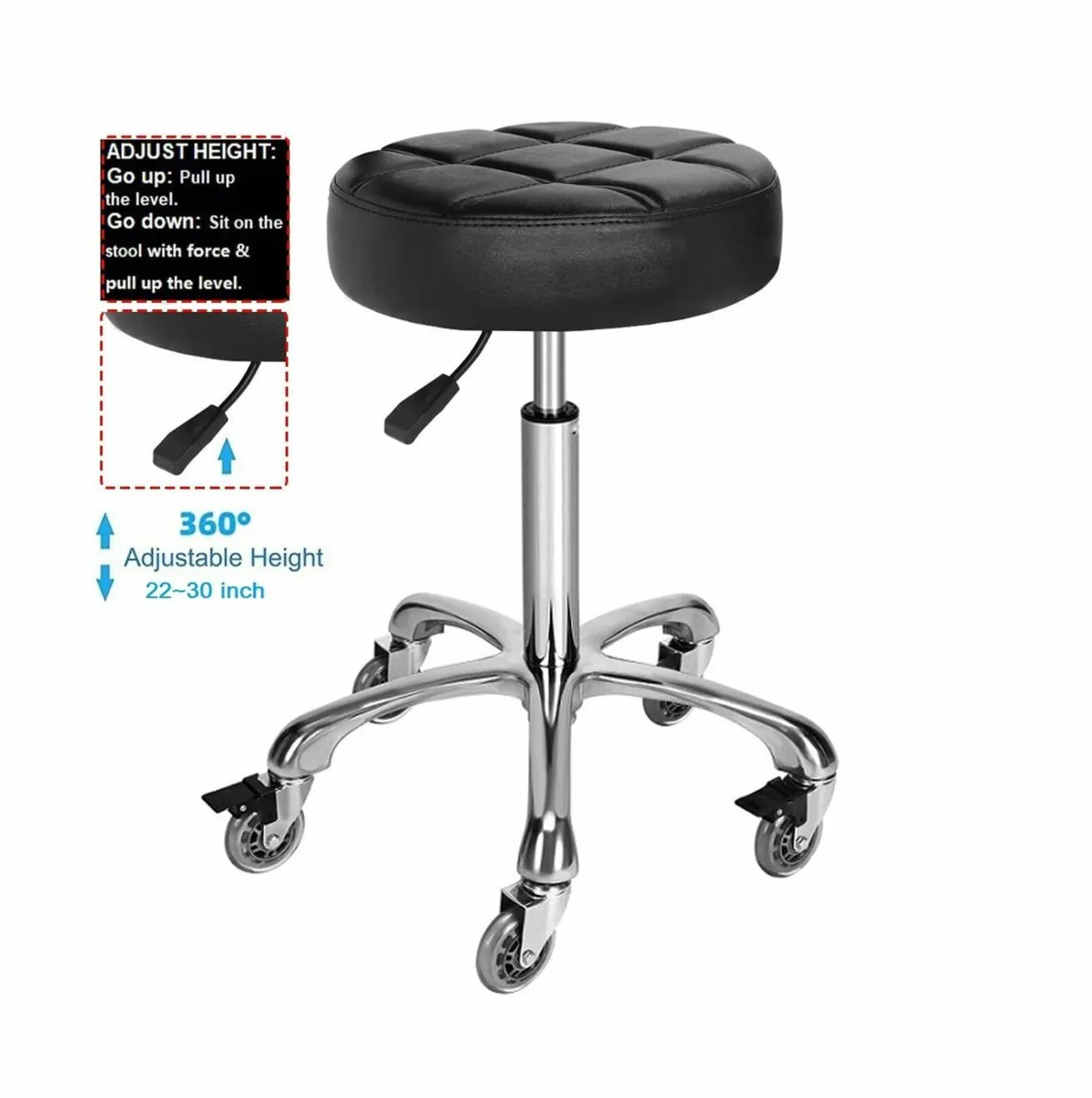 Adjustable Heavy Duty Stool - Rolling Stools with - Image 3