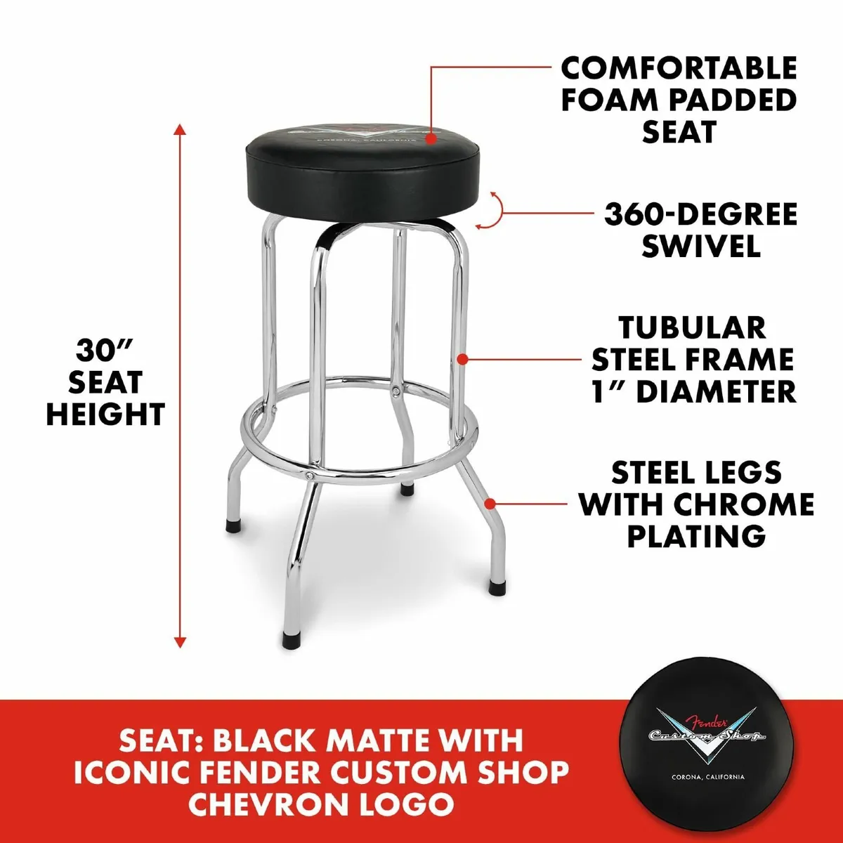 Custom Shop Chevron Logo Barstool 30 Inch Foam - Image 2