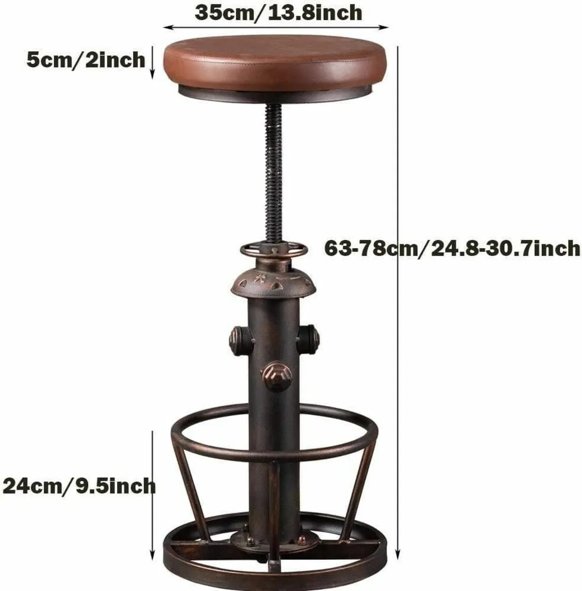 Vintage Bar Stools Fire Hydrant Design Swivel PU - Image 3