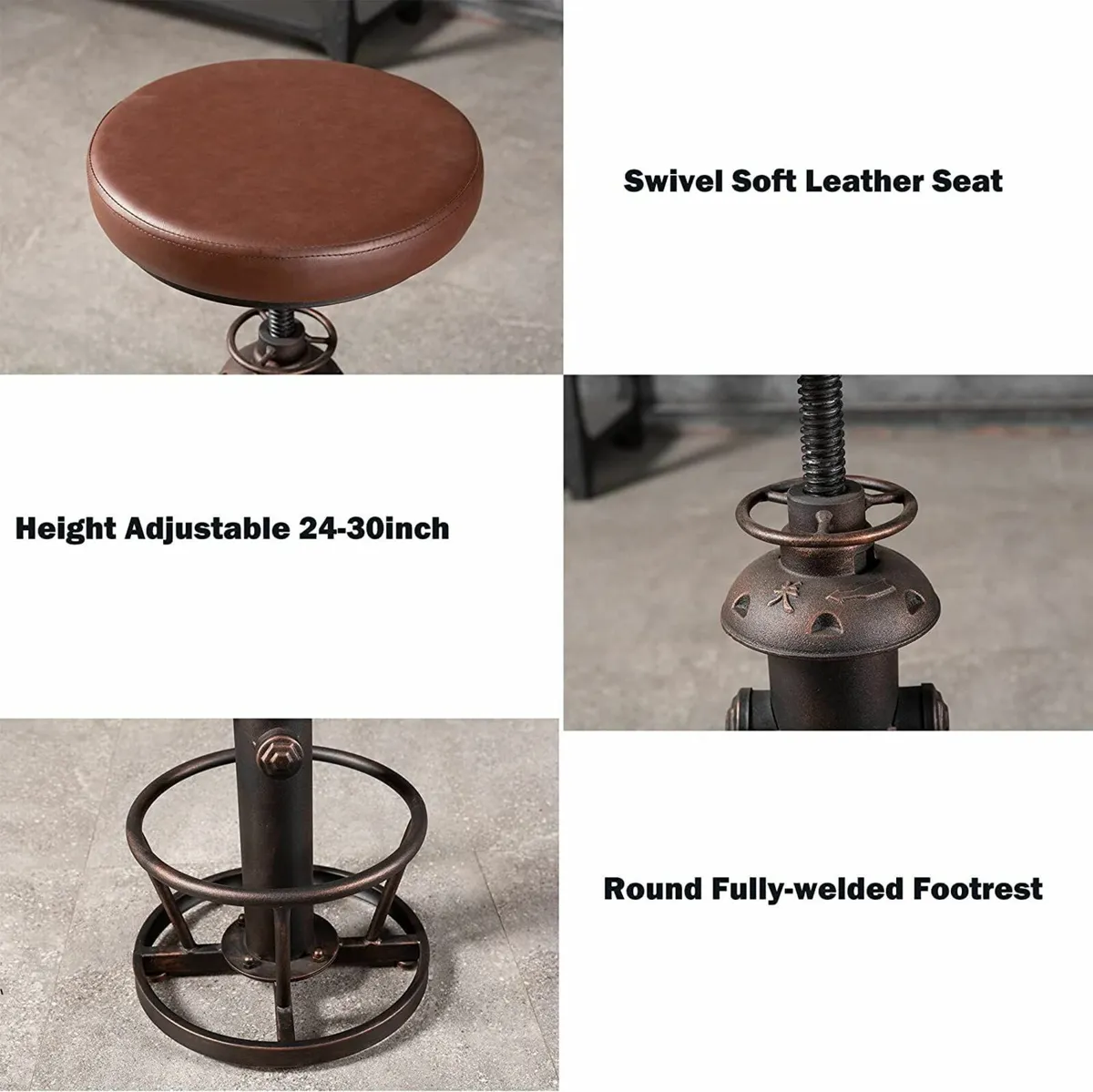 Vintage Bar Stools Fire Hydrant Design Swivel PU - Image 4