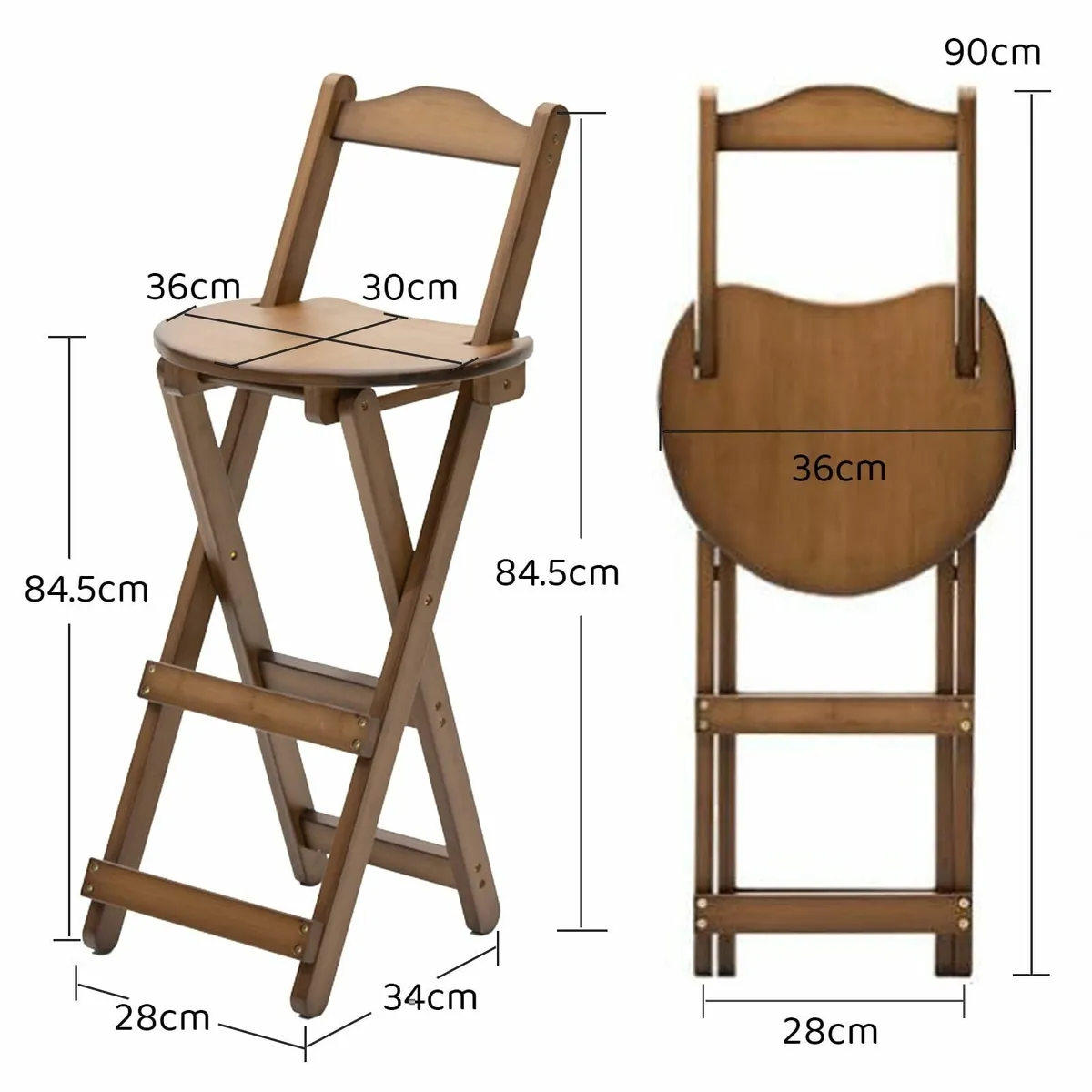 Folding Bar Stool Bamboo Counter Height Chairs - Image 3