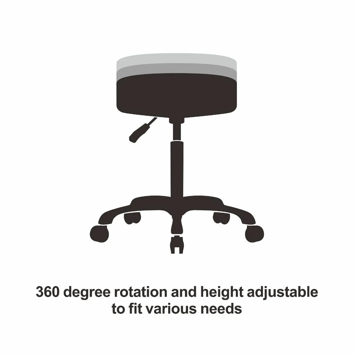 Adjustable Rolling Stool Chair with Wheels for - Image 3