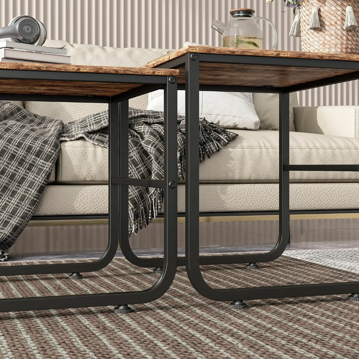 End Tables Set of 2 for Living Room Small Coffee - Image 4