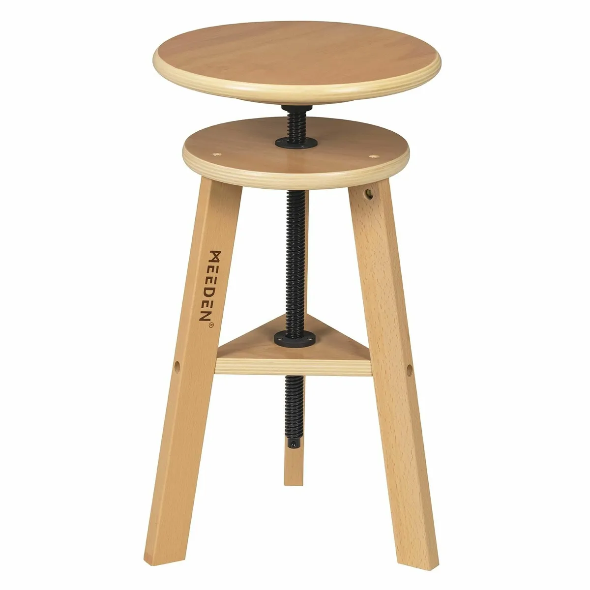 Wooded Drafting Stool with Adjustable Height - Image 1
