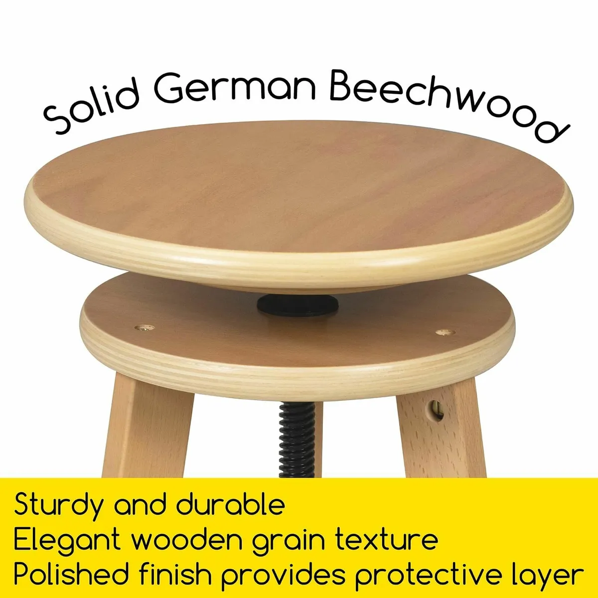 Wooded Drafting Stool with Adjustable Height - Image 4