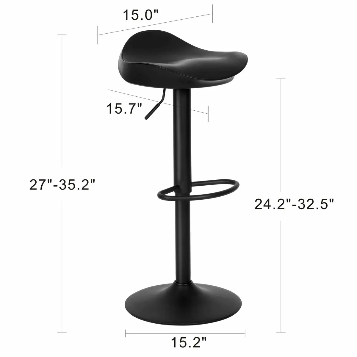Swivel Bar Stools Black Set of 2 Counter Height - Image 2