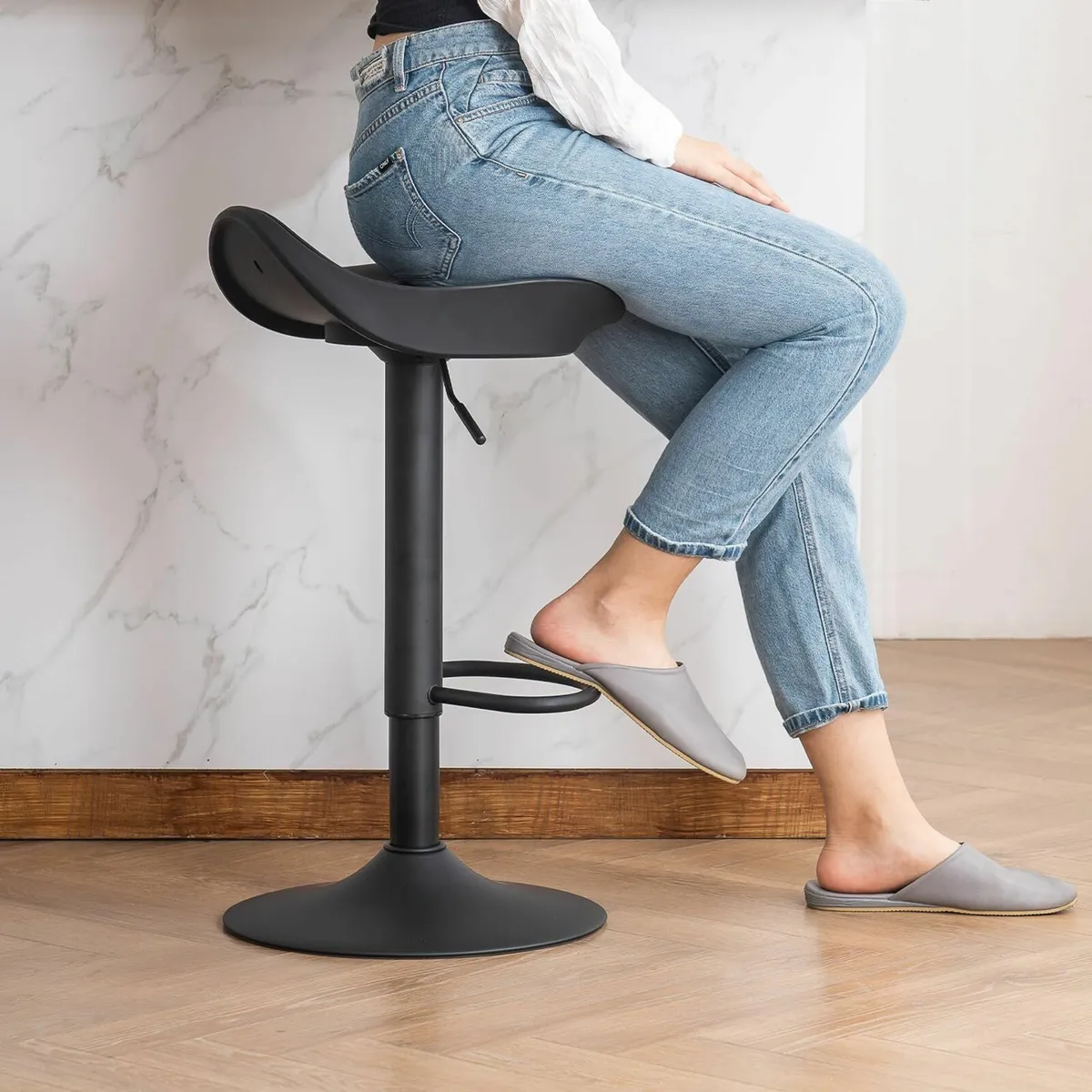 Swivel Bar Stools Black Set of 2 Counter Height - Image 3