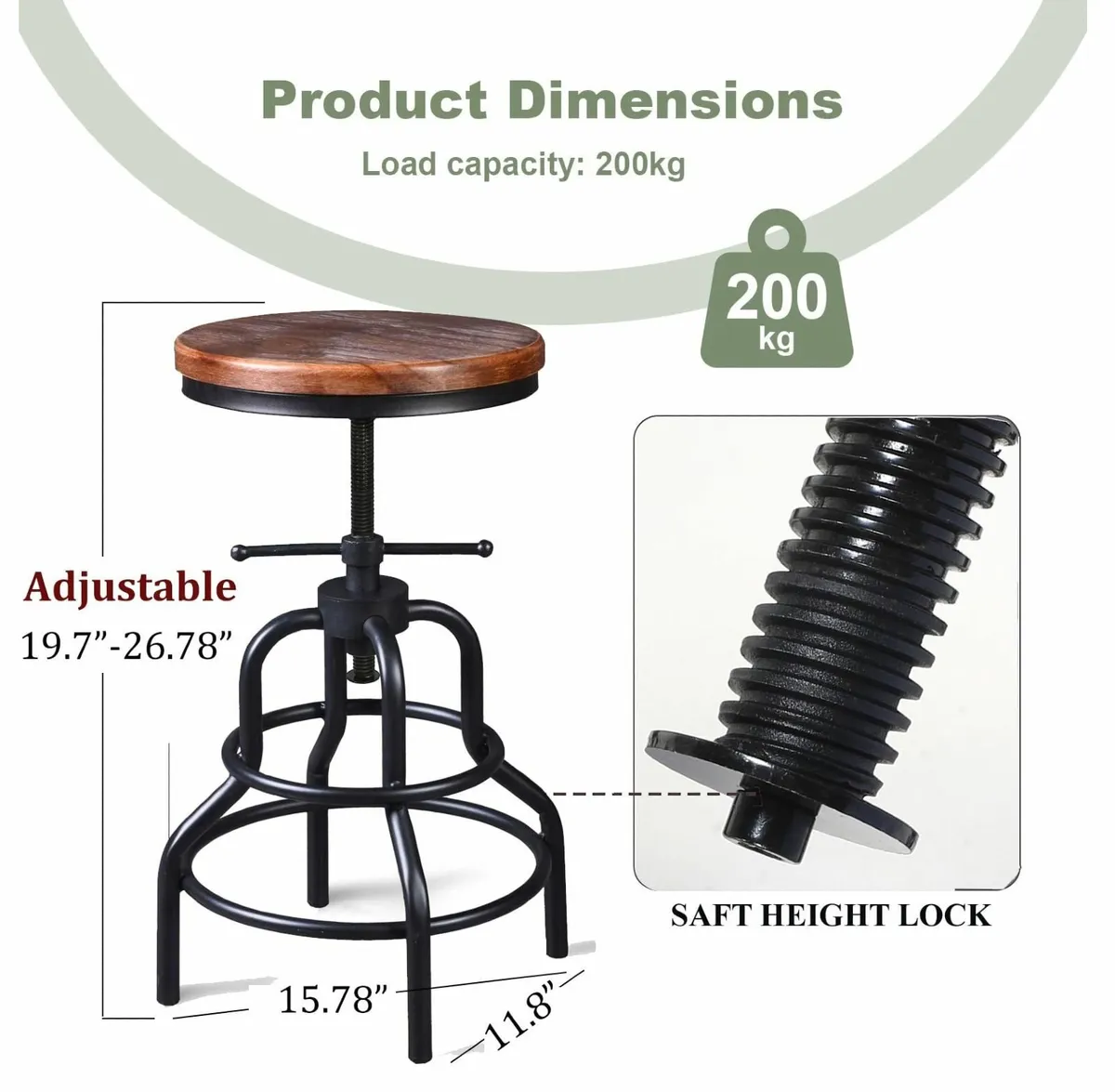 Set of 2 Industrial Bar Stools-Rustic Swivel - Image 3