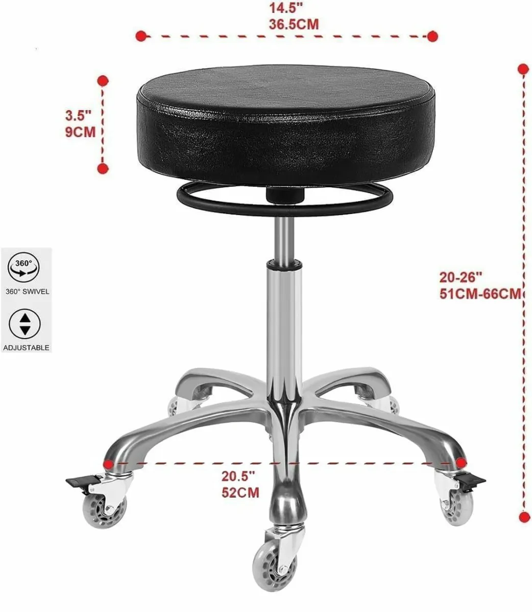 Salon Rolling Stools with Locking Caster Wheels - - Image 2