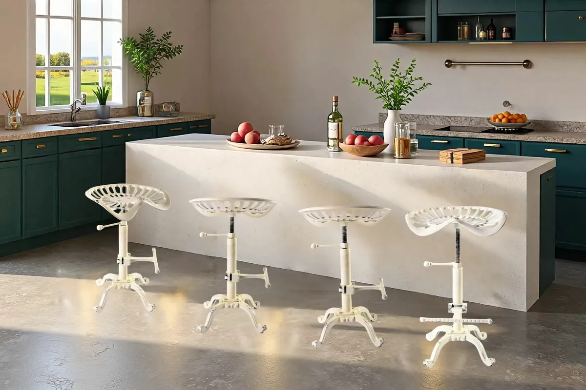 Vintage Industrial Bar Stools Cast Iron Tractor - Image 3