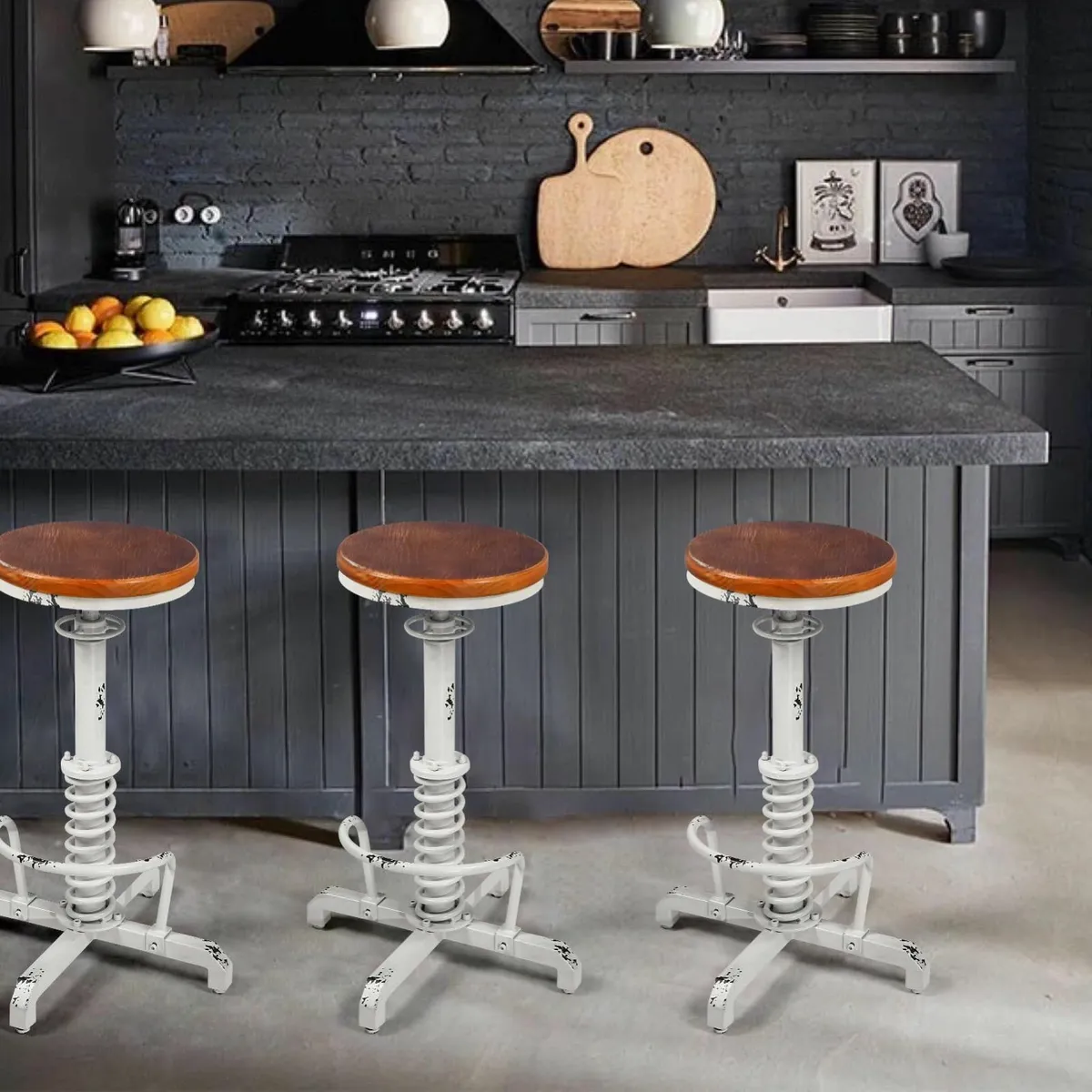 Vintage Industrial Bar Stool 24-28 Inch Height - Image 2