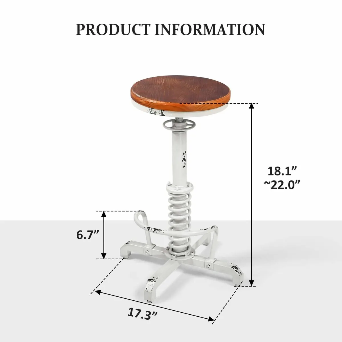 Vintage Industrial Bar Stool 24-28 Inch Height - Image 3