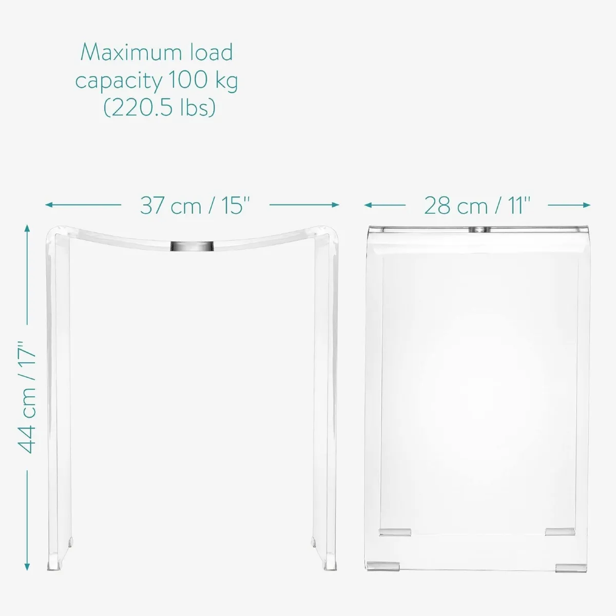 Clear Acrylic Shower Stool - Waterproof Transparen - Image 3