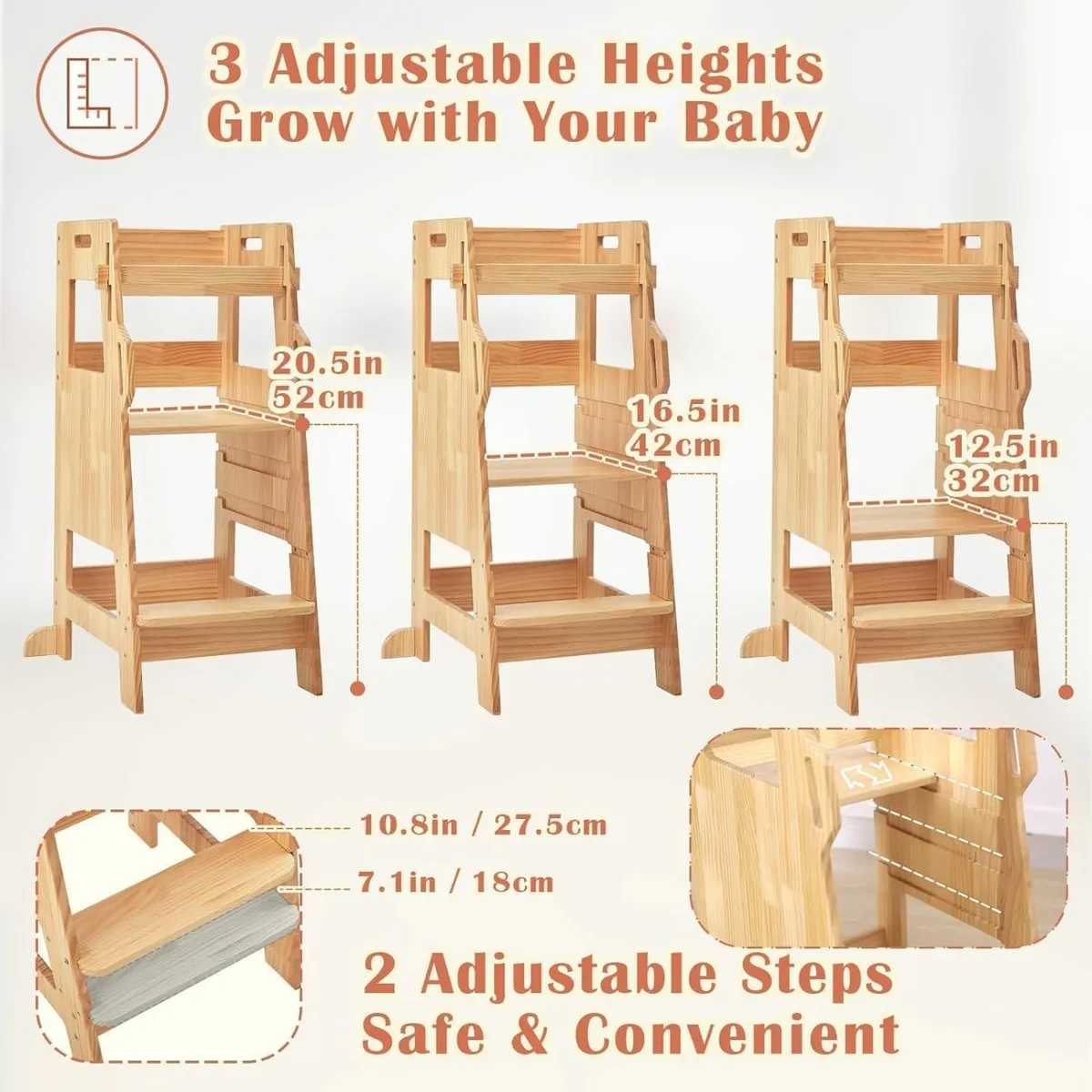 Step stool with Safety Net Kids Kitchen 3-Level - Image 3