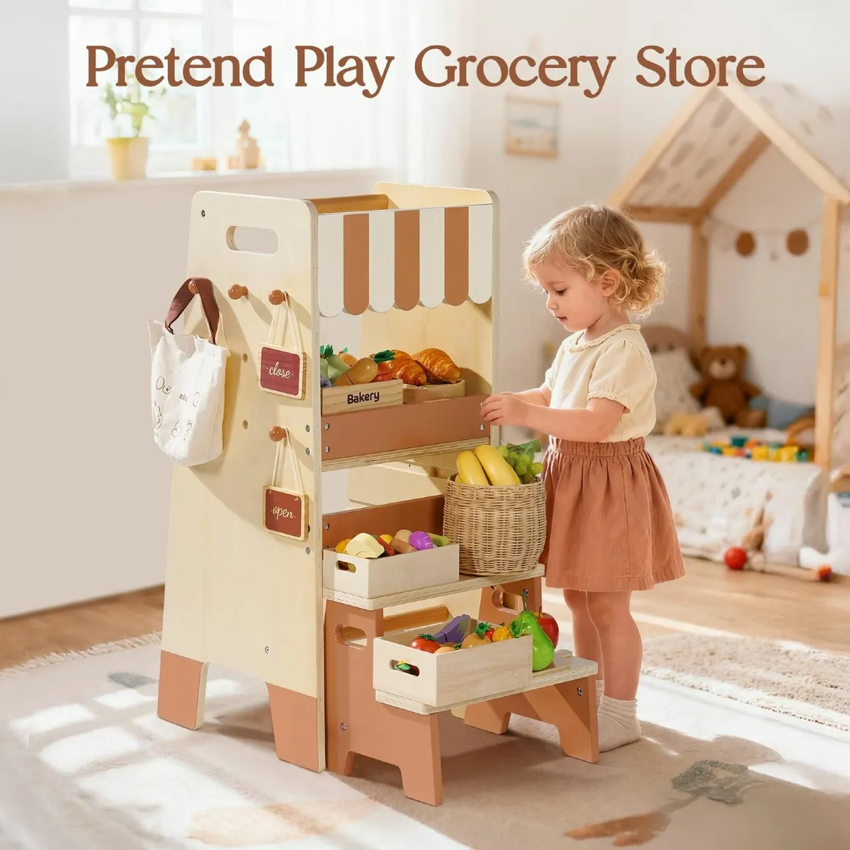 Wooden Toddler Step Stool with Safety Rail - Image 4