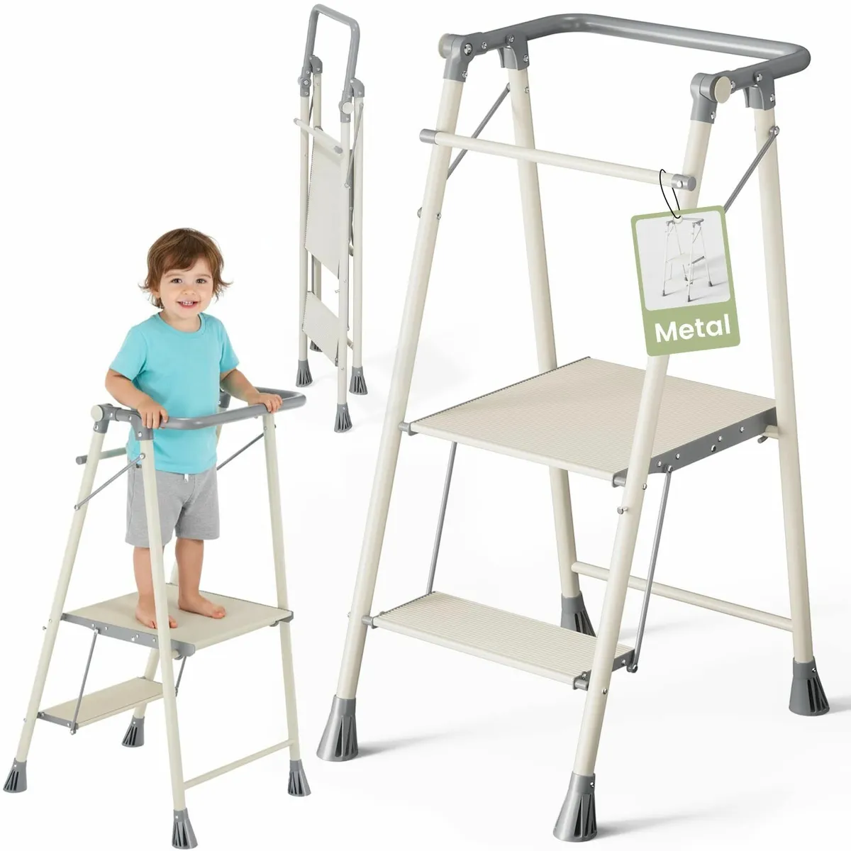 Foldable Toddler Tower Kitchen Helper Step Stool - Image 1