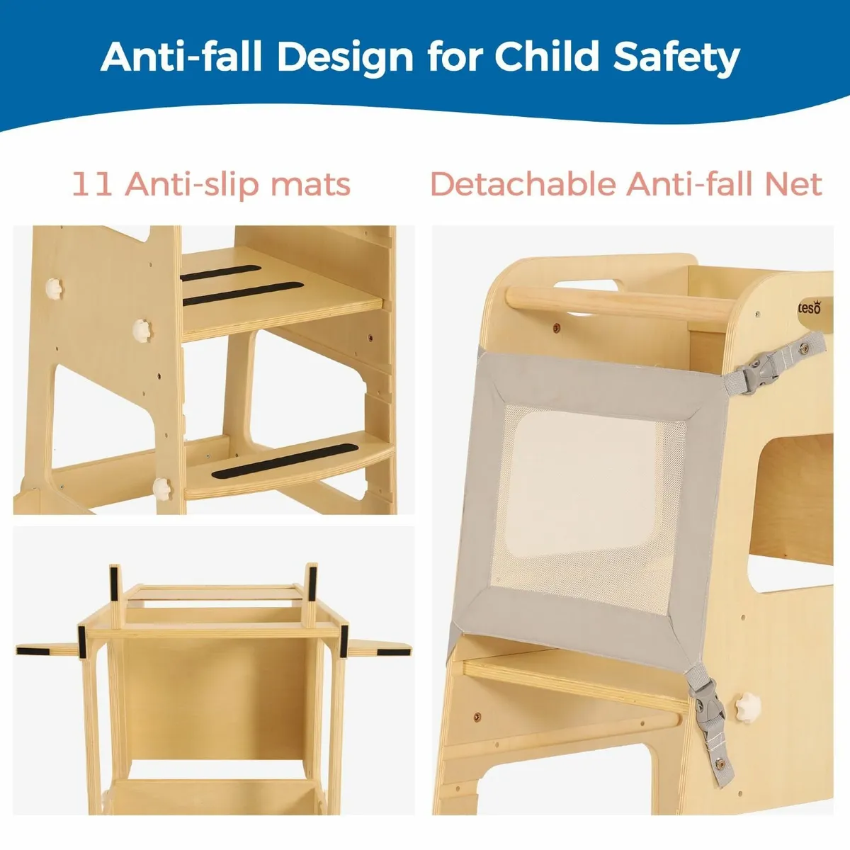 Kitchen Tower for Kids 1-3 Adjustable Wooden - Image 4