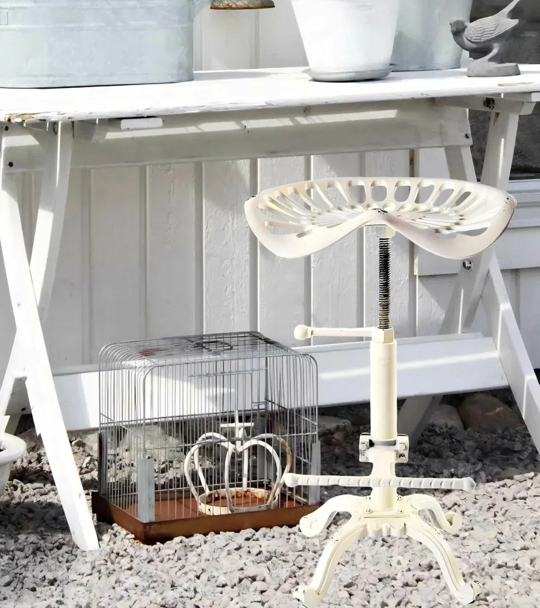 Vintage Industrial Bar Stools Cast Iron Tractor - Image 1