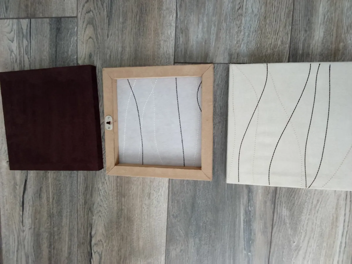 3 Suede Leather Covered Frames. - Image 3