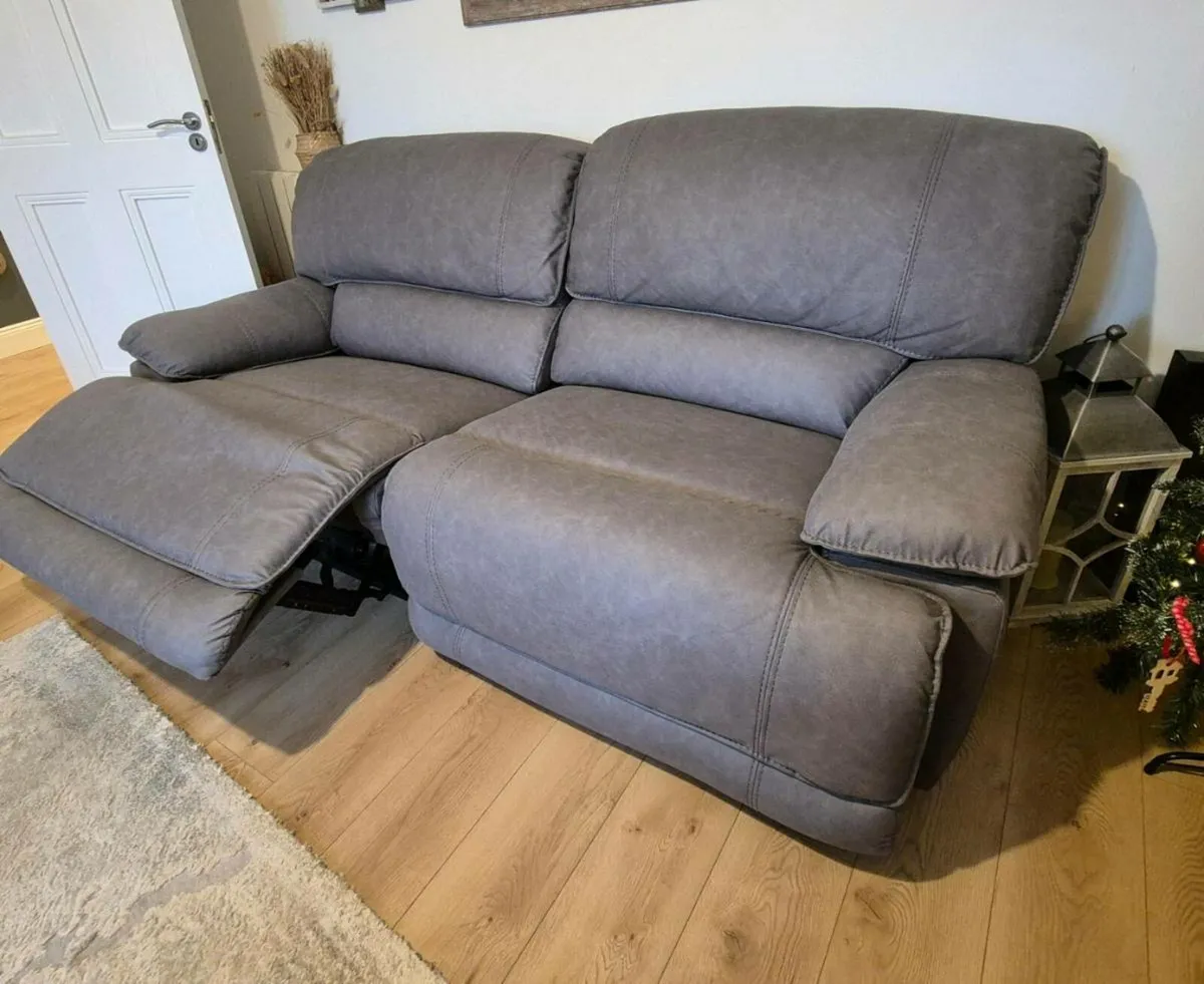 2x Paramount 3 Seater Reclining Couches in Grey - Image 3