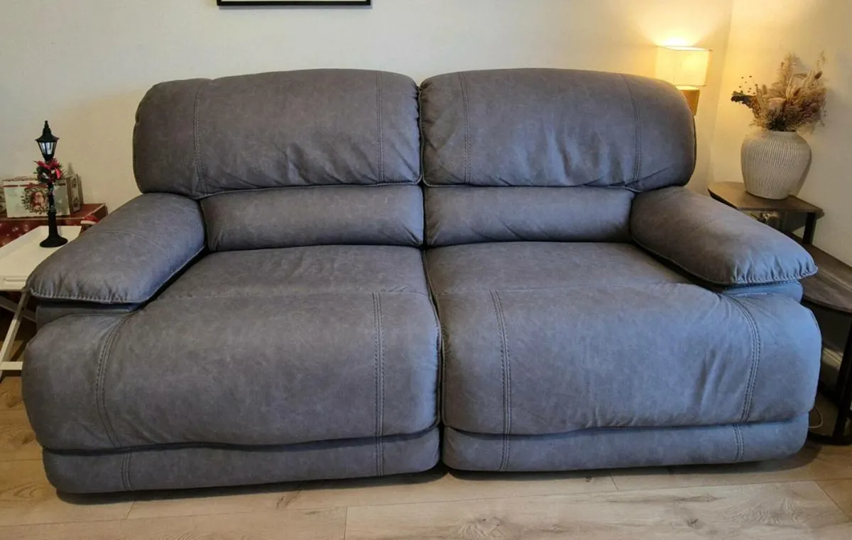 2x Paramount 3 Seater Reclining Couches in Grey - Image 4