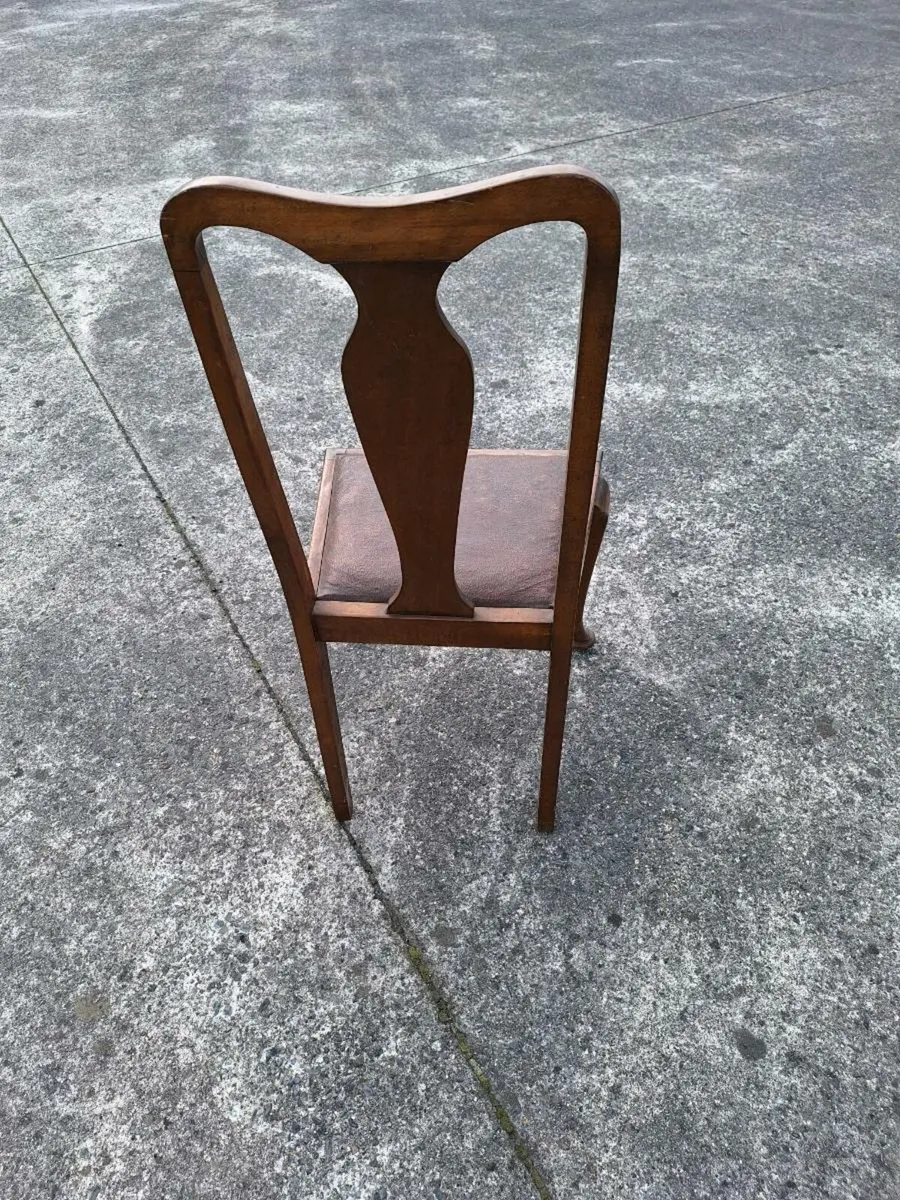 Vintage chair with brown leather seat - Image 2