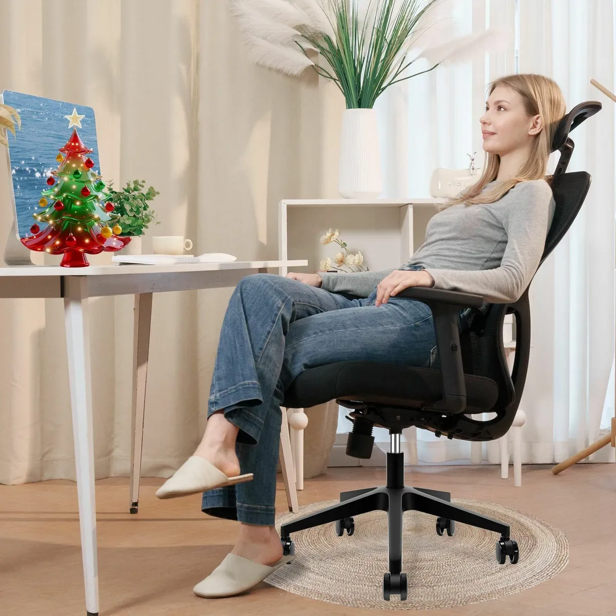 Office Chair Desk with Adjustable Headrest Lumbar - Image 2