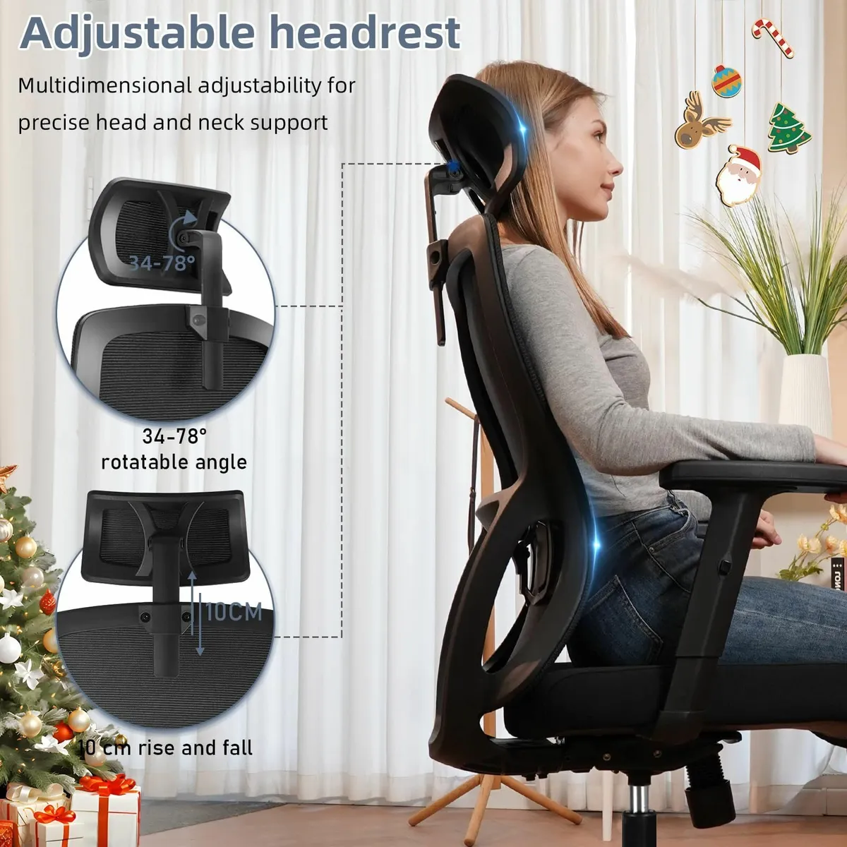 Office Chair Desk with Adjustable Headrest Lumbar - Image 4
