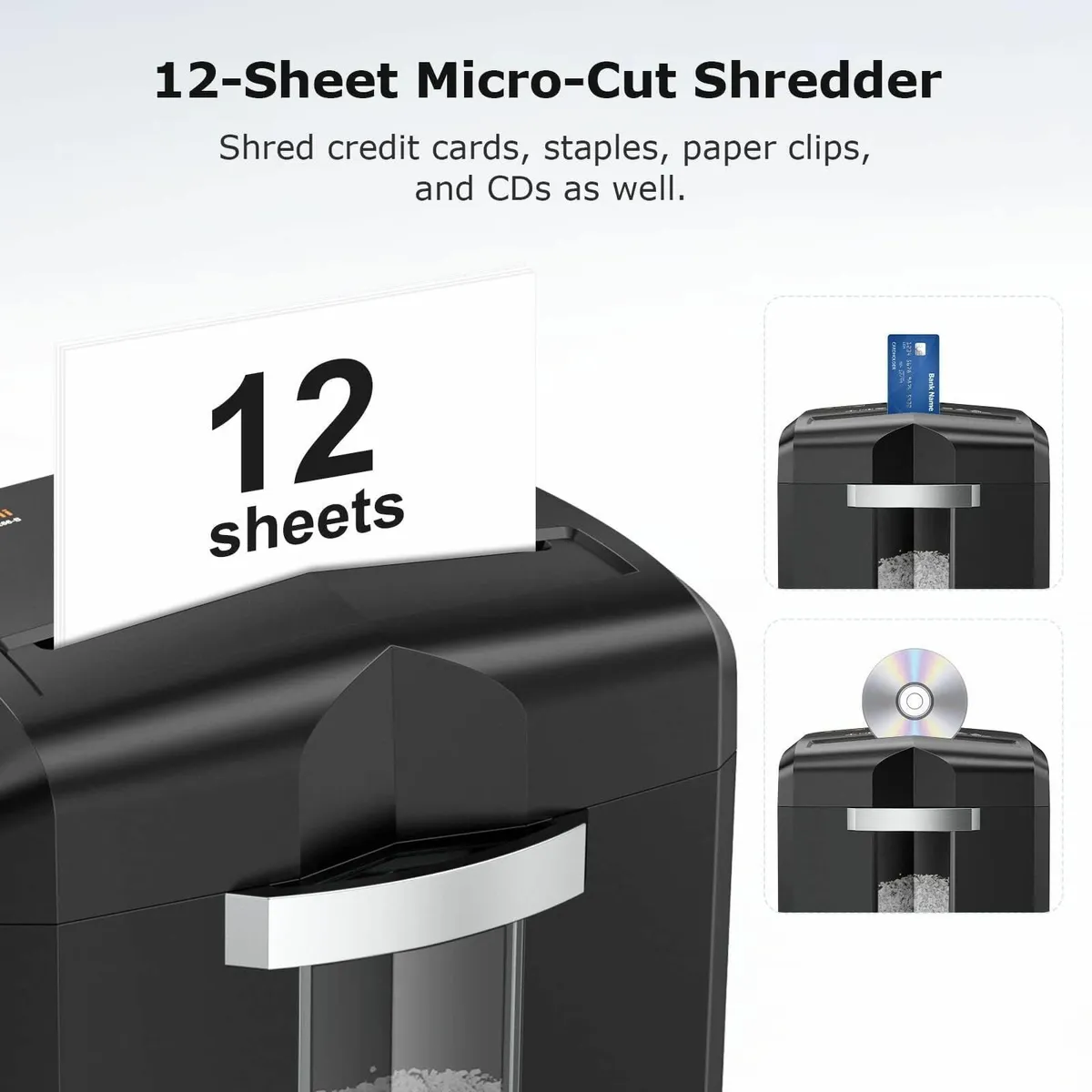 12-Sheet Micro Cut Paper Shredder Heavy Duty for - Image 3
