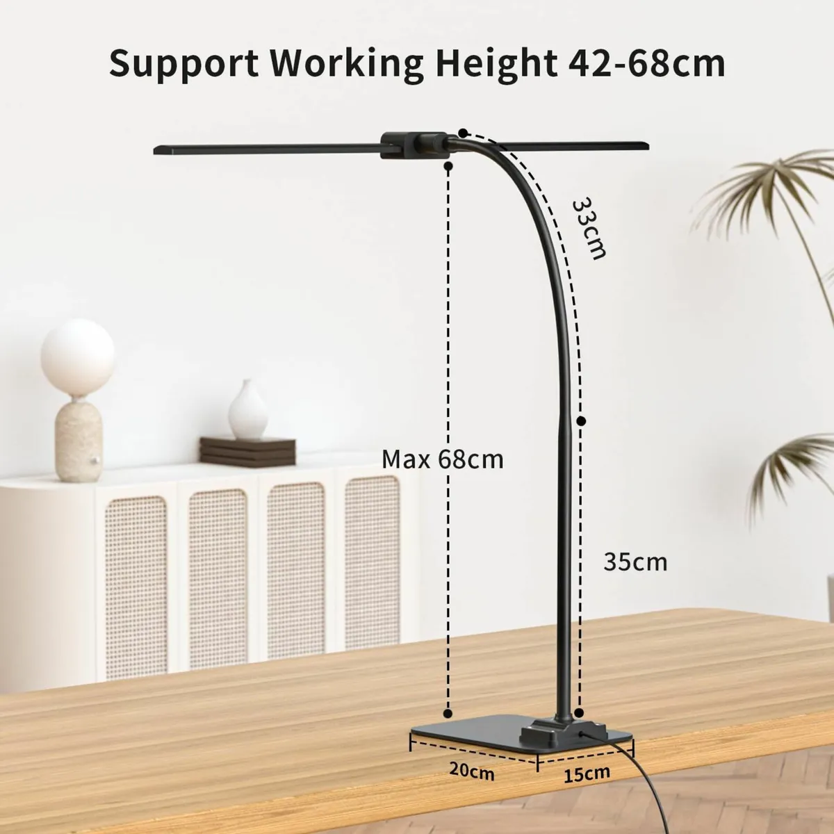LED Desk Lamp for Office Double Head with Base - Image 2