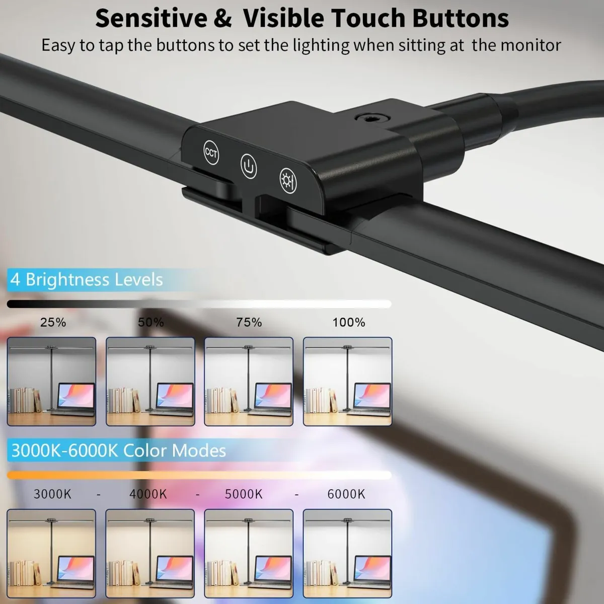 LED Desk Lamp for Office Double Head with Base - Image 4