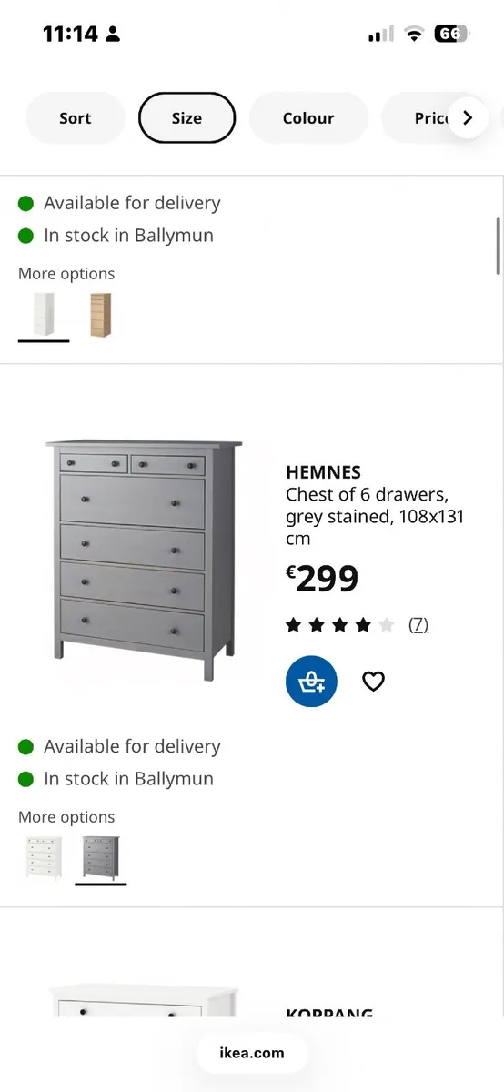 IKEA HEMNES Chest of 6 Drawers – Grey – Excellent - Image 1