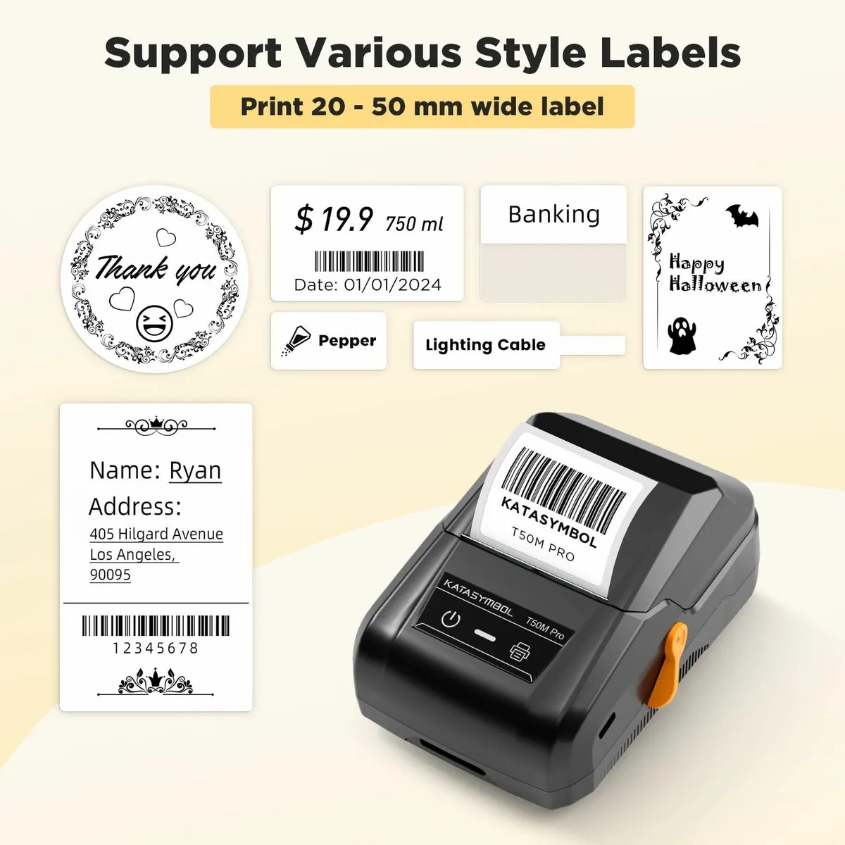 T50M Pro Bluetooth Label Maker Machine with 4 - Image 2