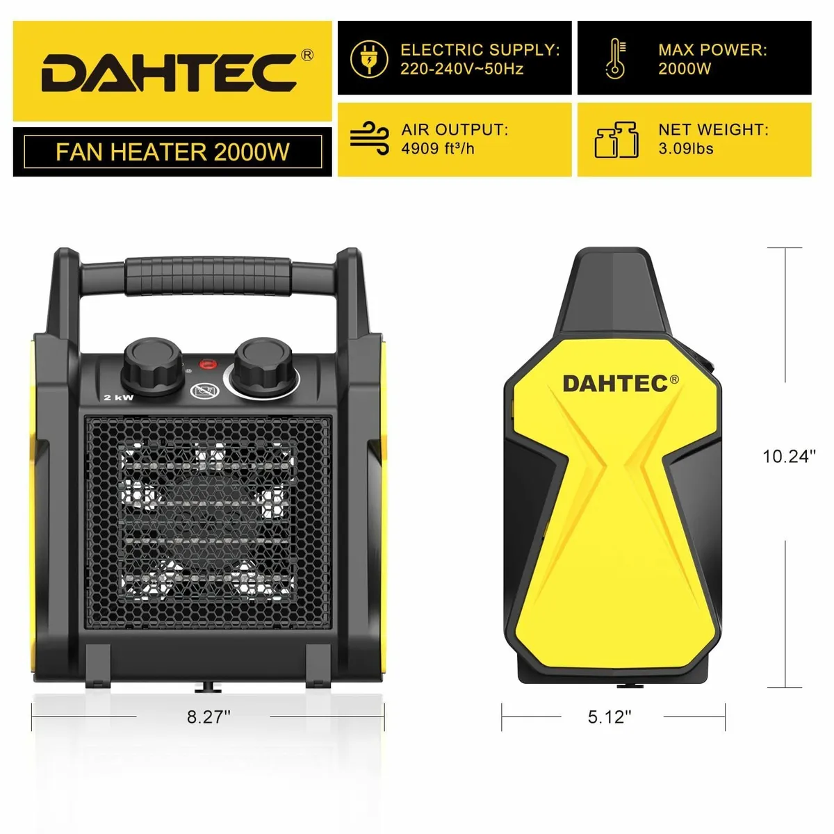 2000W Portable Ceramic Fan Heater - Fast Heating - Image 2