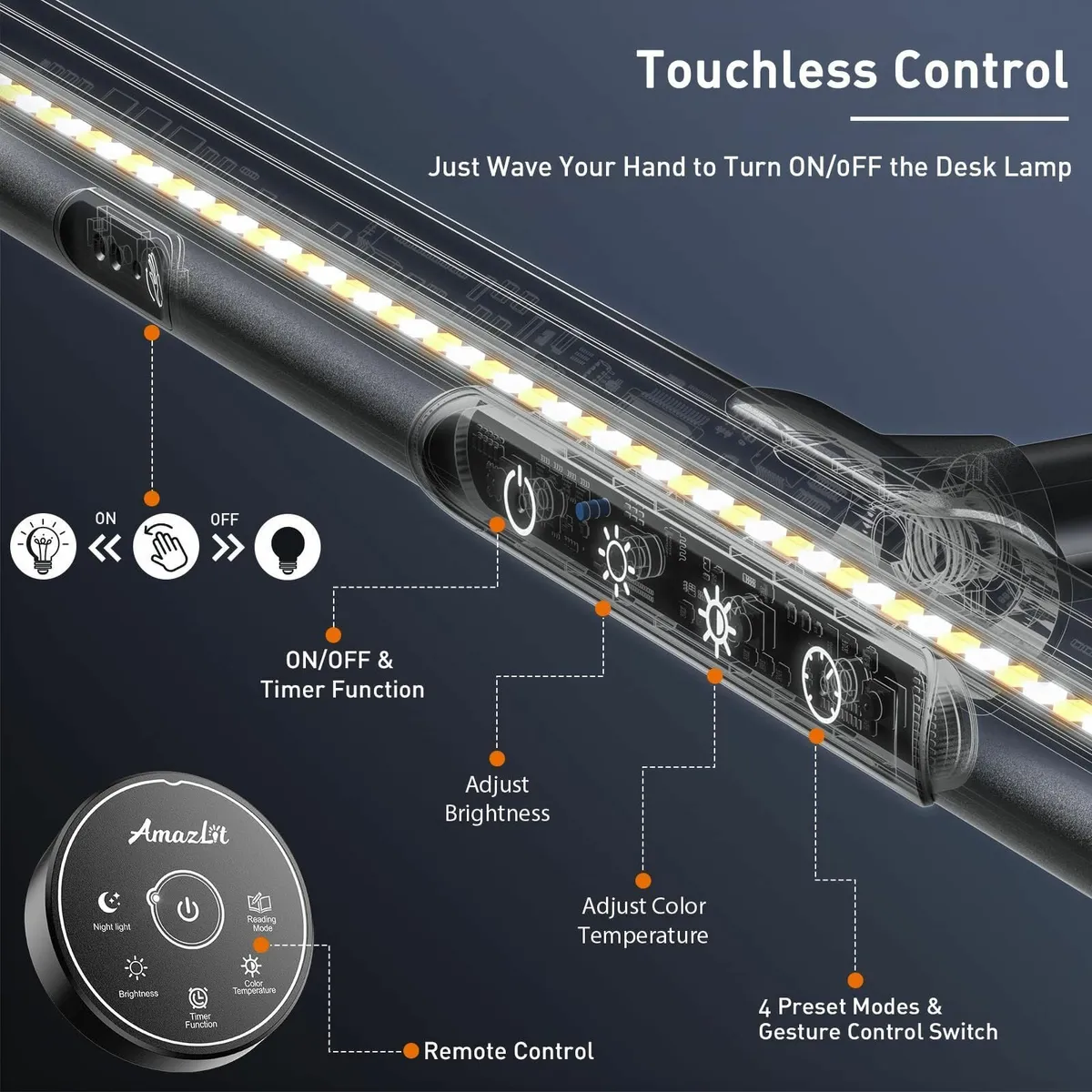 Desk Lamp for Home Office Light with Clamp Remote - Image 4