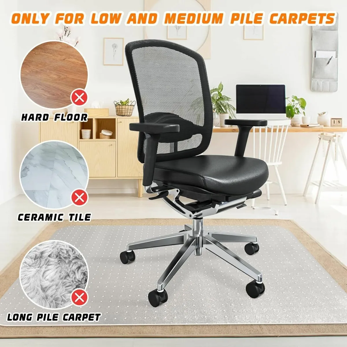 Office Chair Mat for Carpet Floors 120x90 cm - Image 3