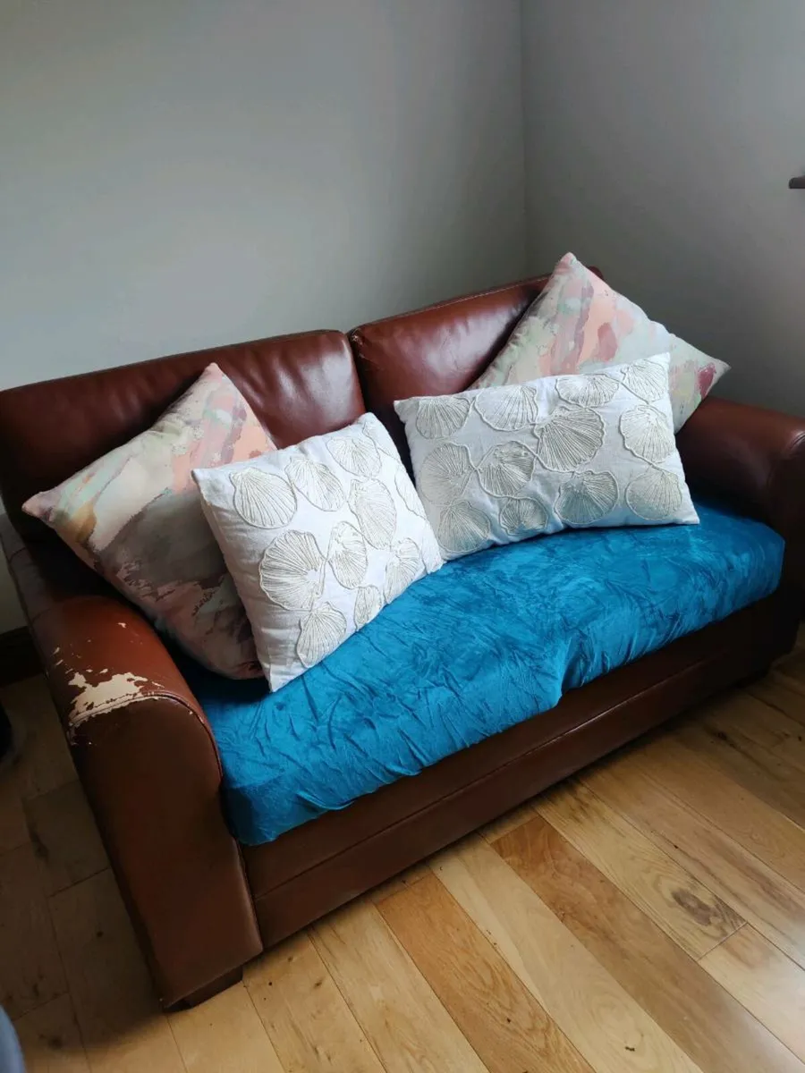 Leatherette Fold-out Couch - Image 1