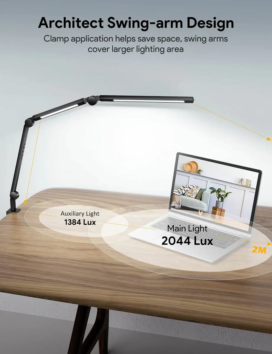 LED Desk Lamp Dual Light Source with Clamp - Image 3