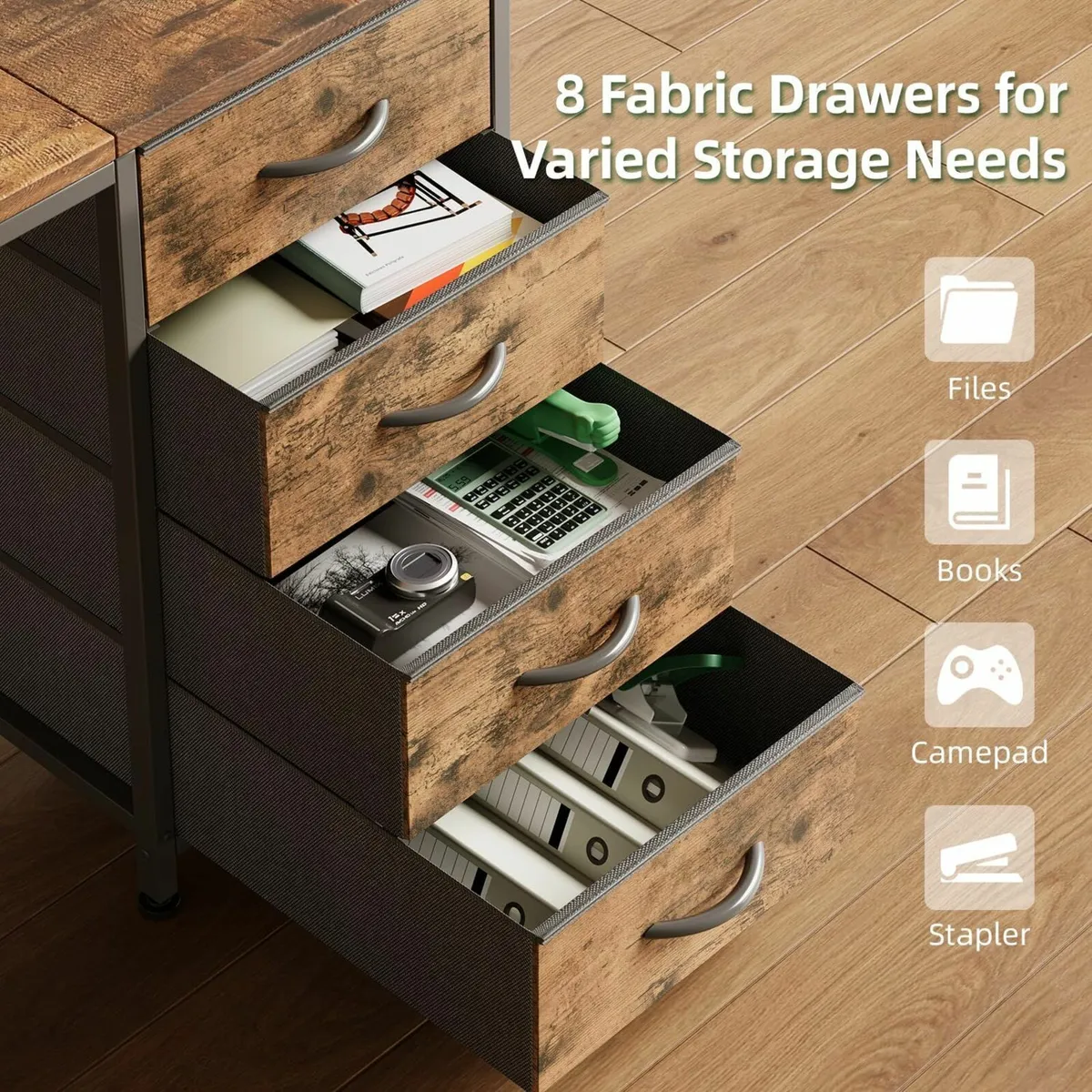 120cm Computer Desk with 8 Drawers Home Office - Image 4