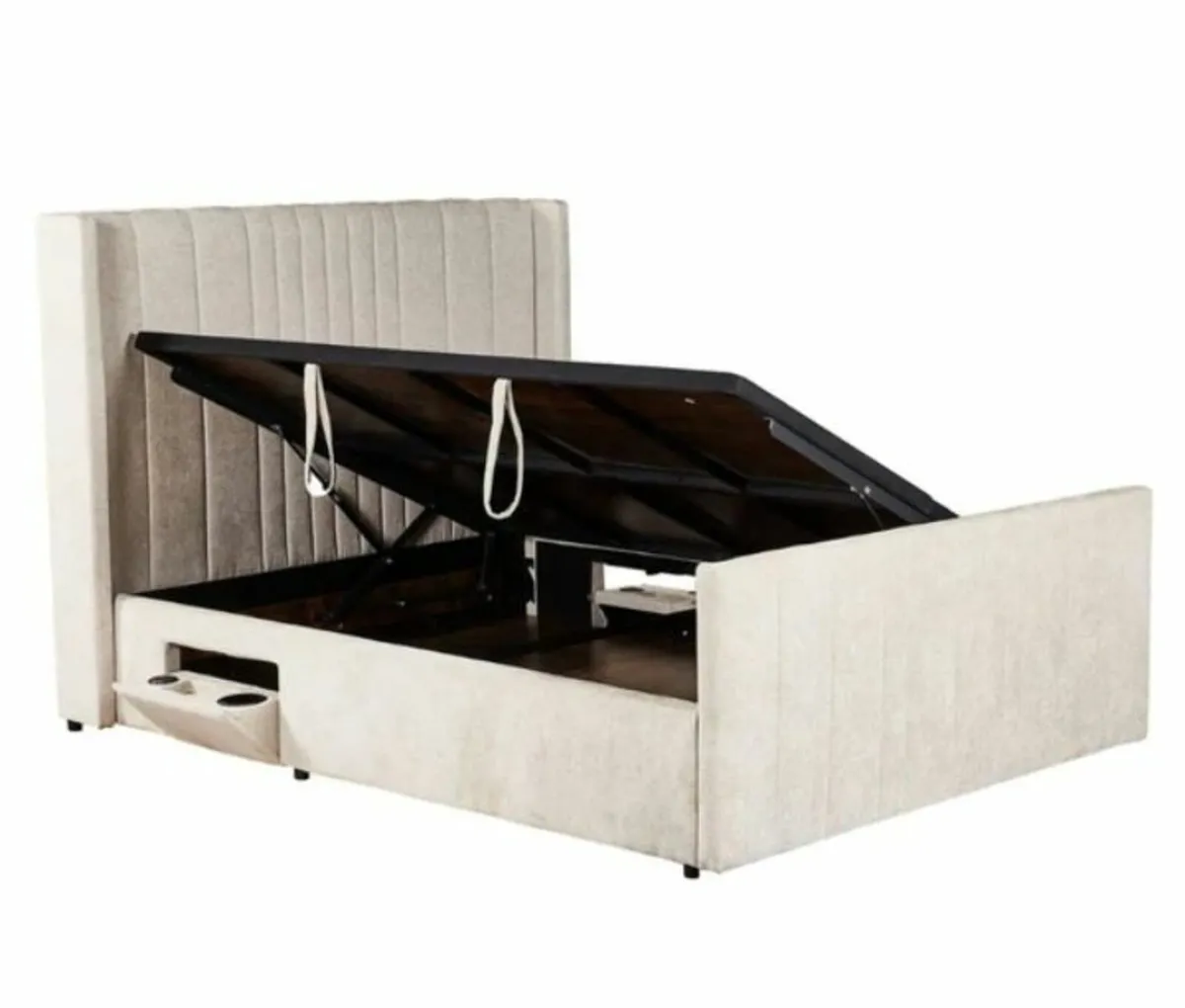 Clara Beige Fabric Smart Storage Bed free delivery - Image 1