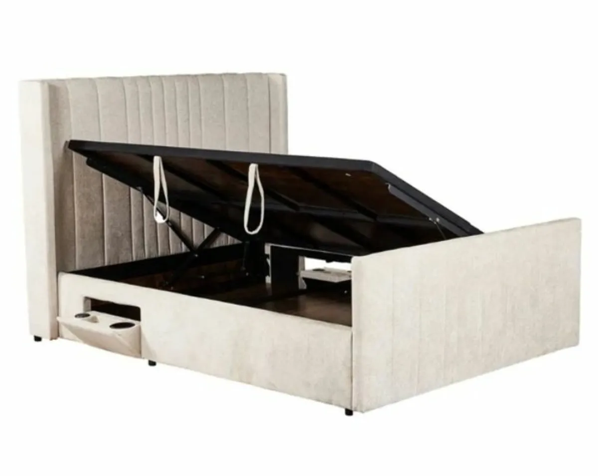 Clara Beige Fabric Smart Storage Bed free delivery - Image 2