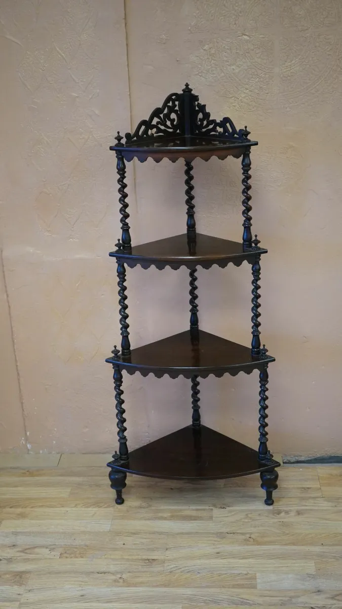 Solid Indian Rosewood Barley Twist Corner Shelf - Image 1