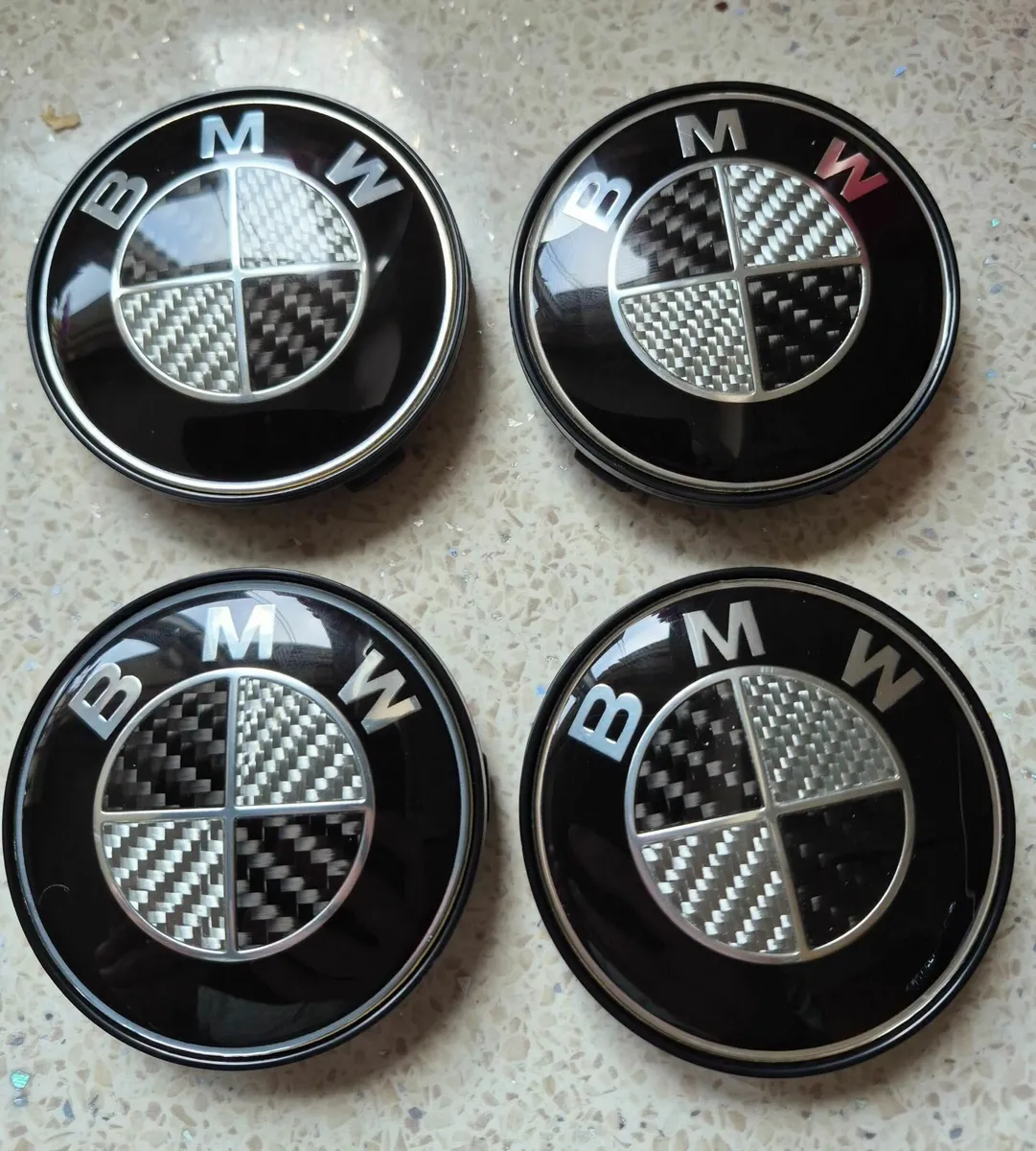 BMW Carbon Fibre Centre Caps (BLACK) FREE POST - Image 1
