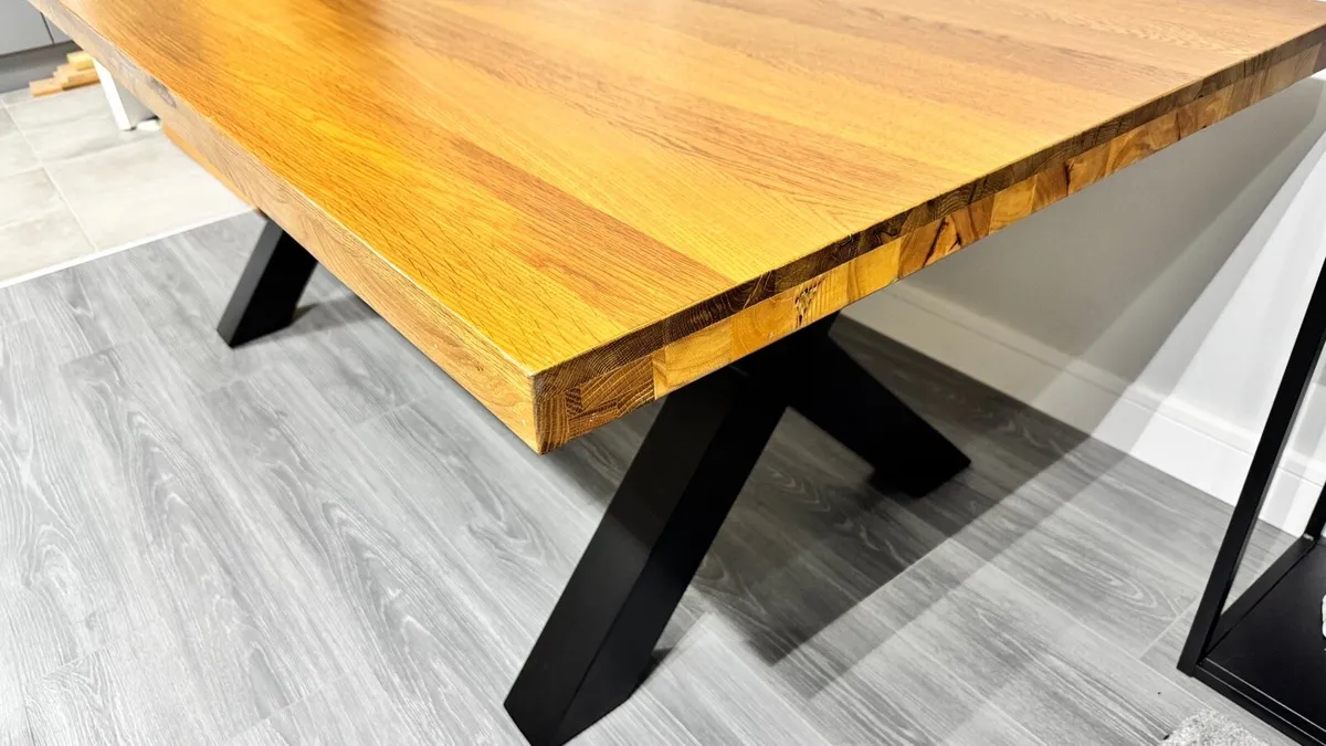 EZ Living 200cm Oak Dining Table, Ex Display - Image 3