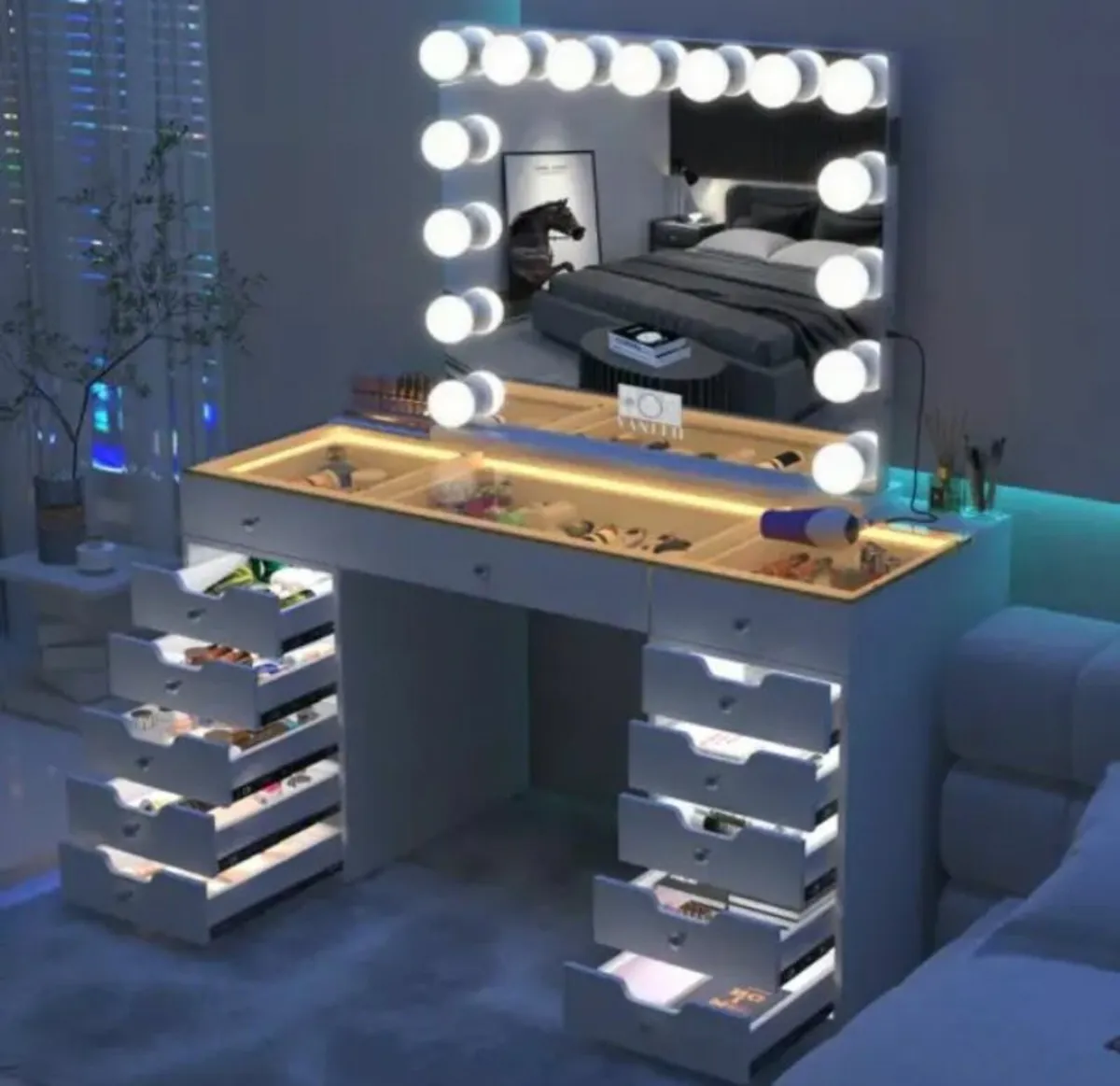 VANITII Eva Vanity Desk – 13 Storage Drawers with - Image 2