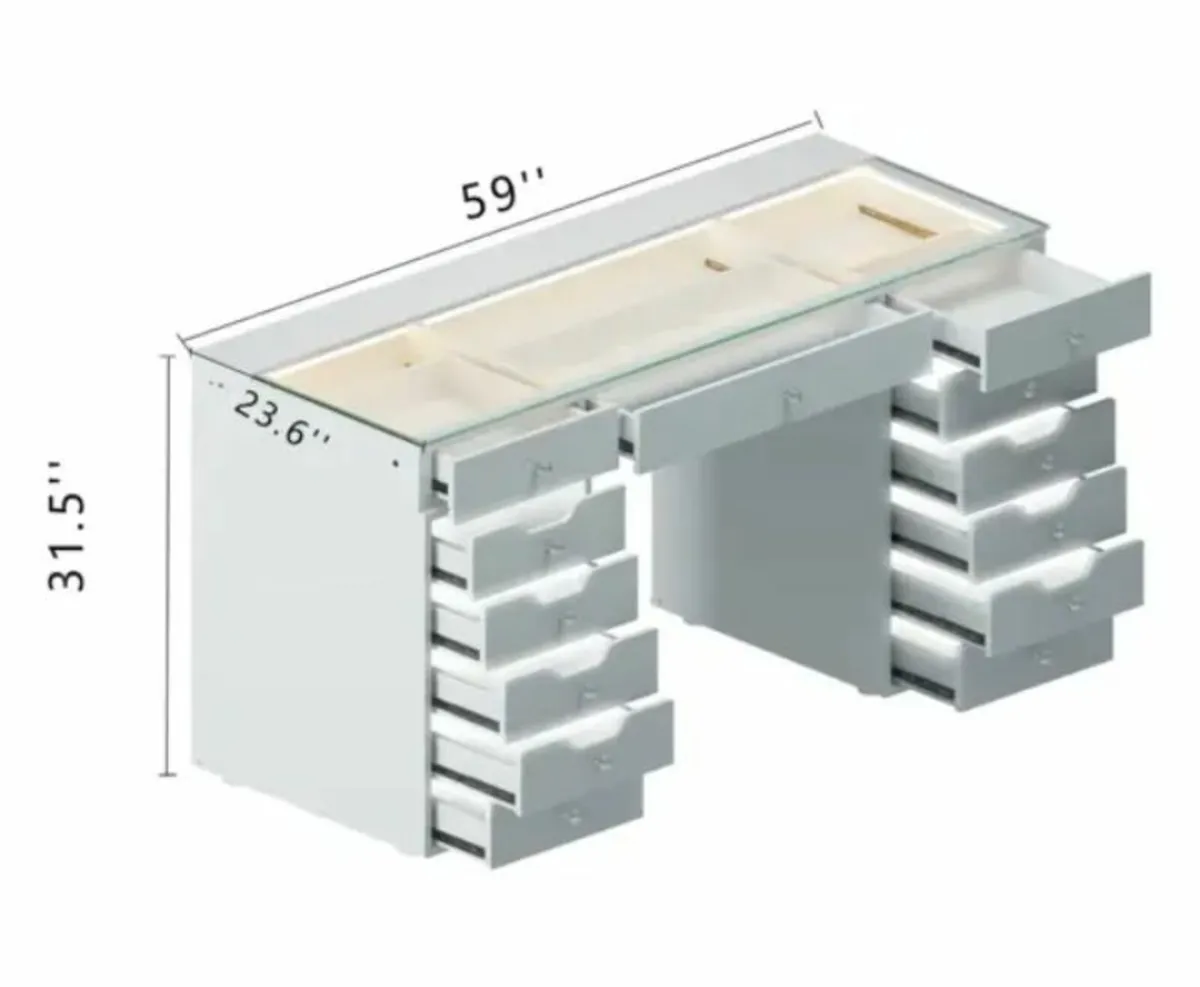 VANITII Eva Vanity Desk – 13 Storage Drawers with - Image 4
