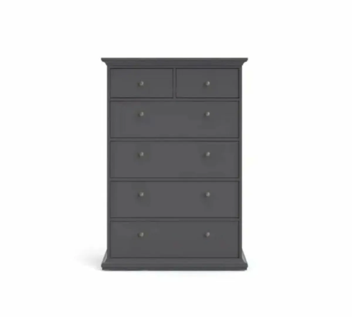 The Paris 6 Drawer Chest in Grey is a sleek, styli - Image 1